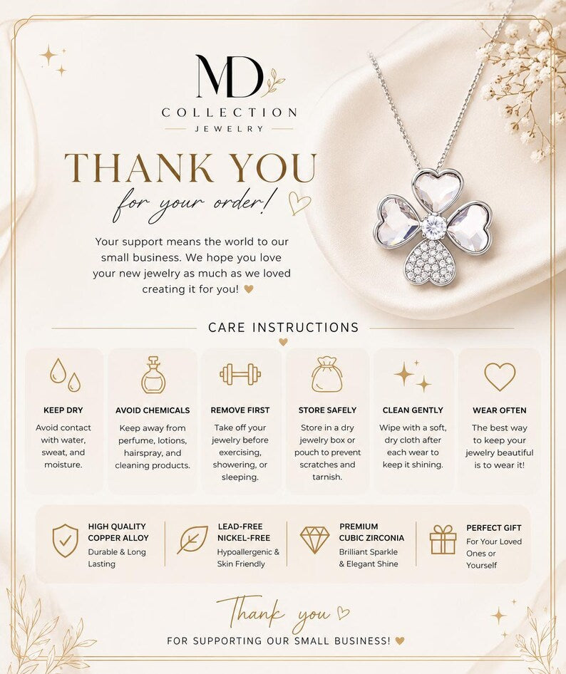 Silver Clover Heart Necklace