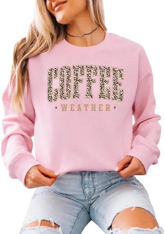 Coffee Weather Leopard Print Sweatshirt