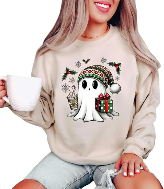 Cute Ghost Santa Christmas Sweatshirt