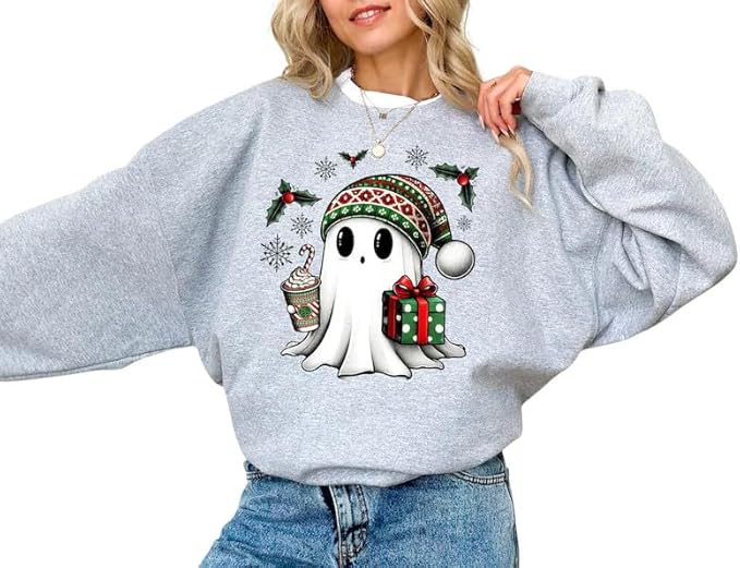 Cute Ghost Santa Christmas Sweatshirt