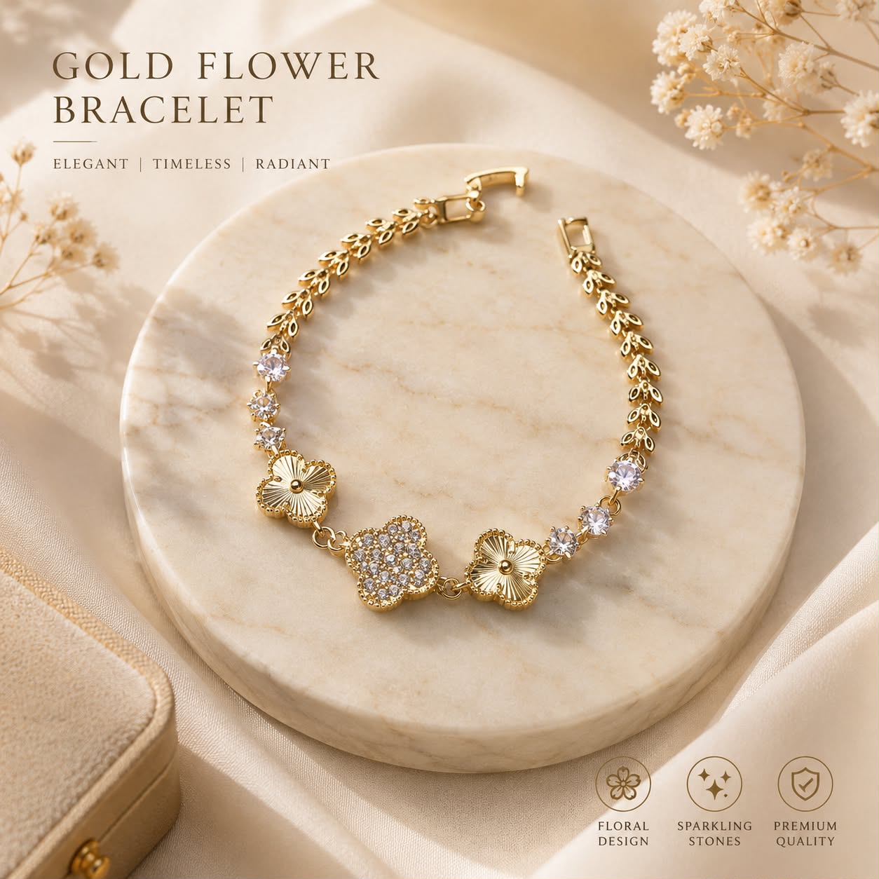 Luxury Gold Flower Bracelet