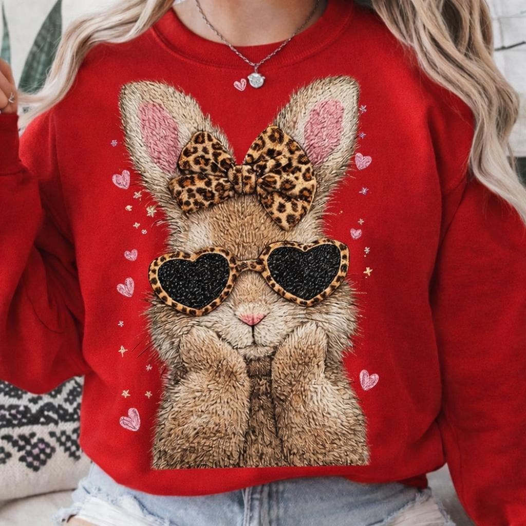 Leopard Bow Bunny Sweatshirt