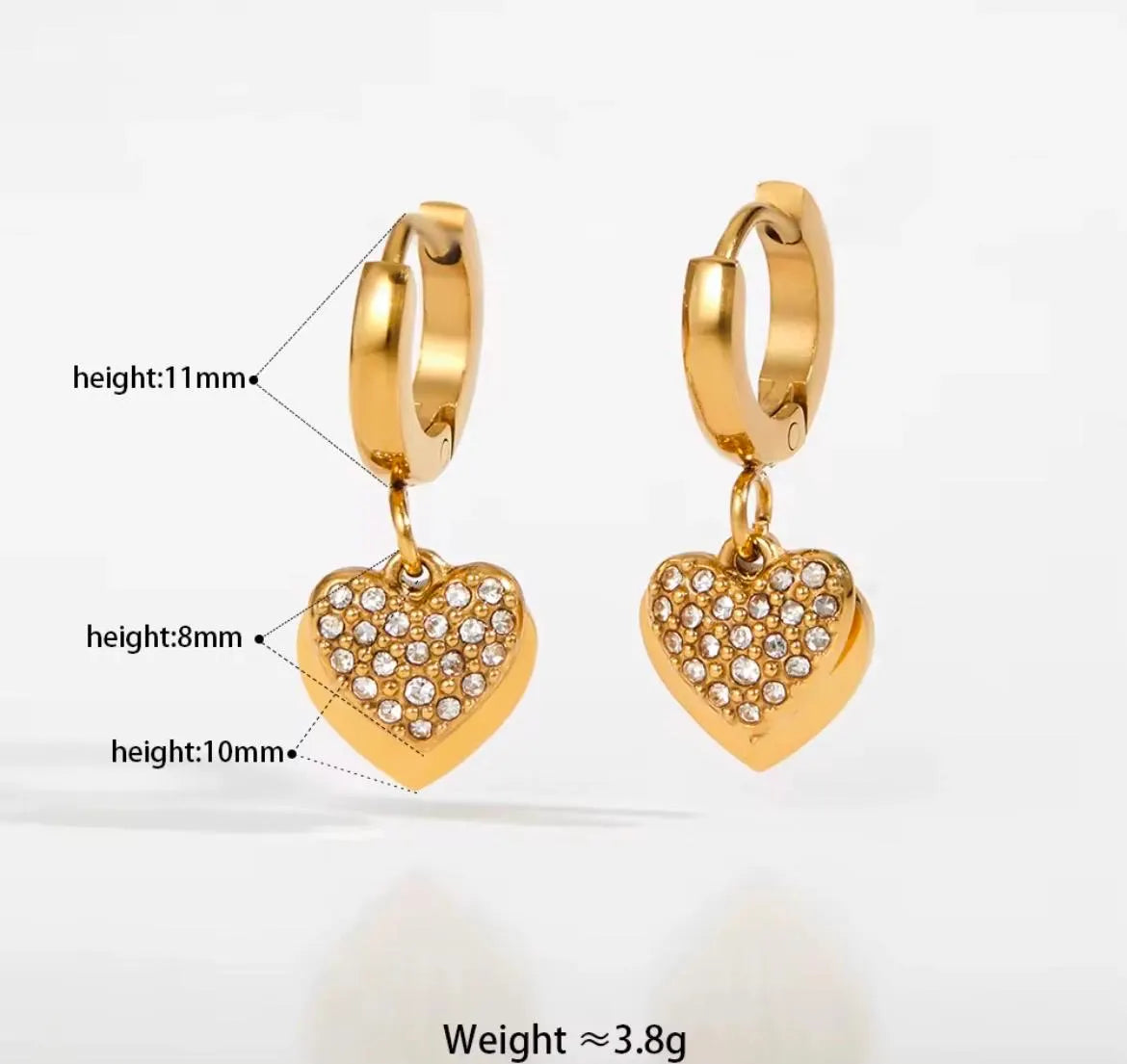 Gold Heart Necklace and Earrings Set