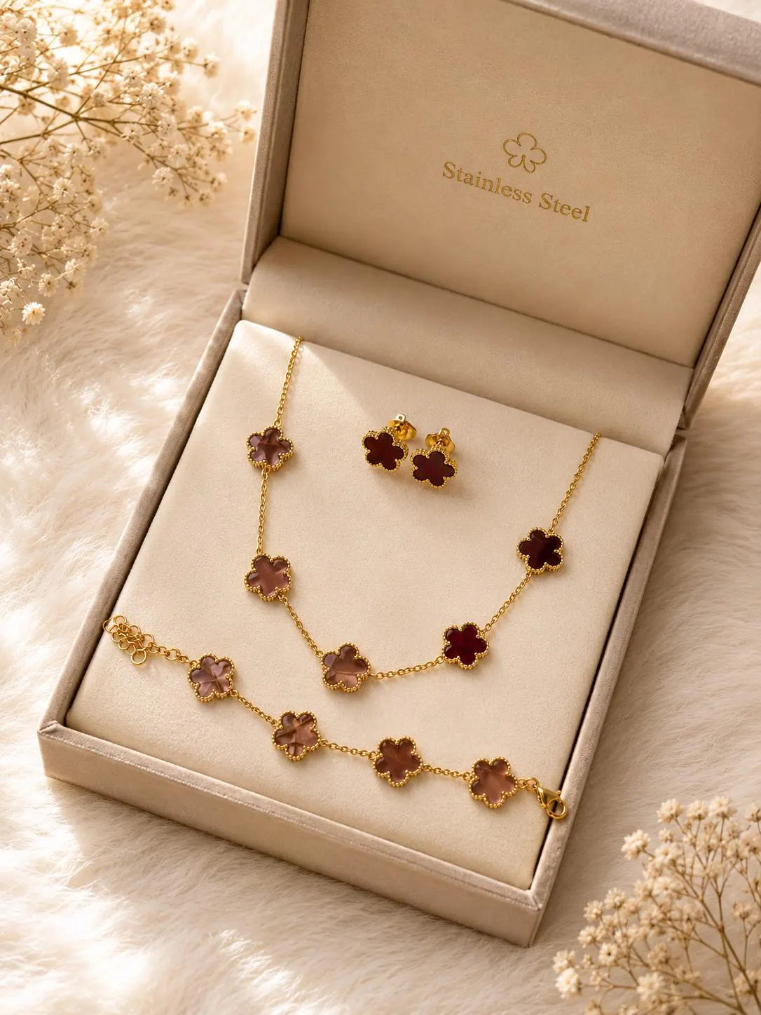 Luxury Gold Clover Jewelry Set