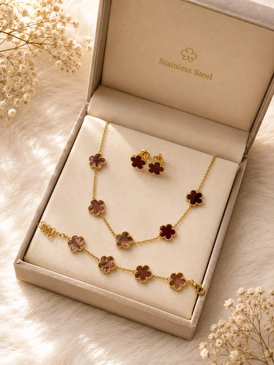 Luxury Gold Clover Jewelry Set