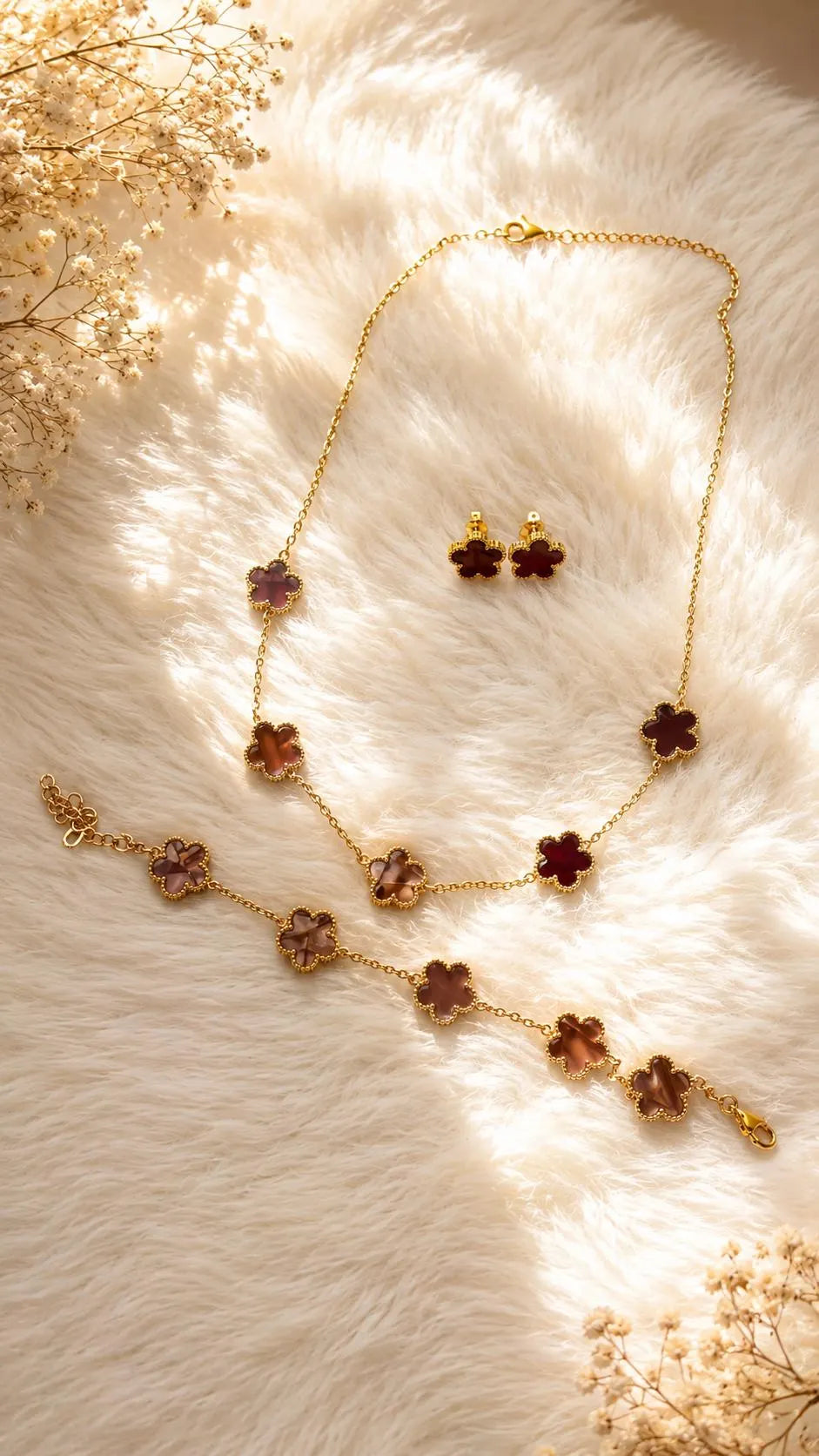 Luxury Gold Clover Jewelry Set