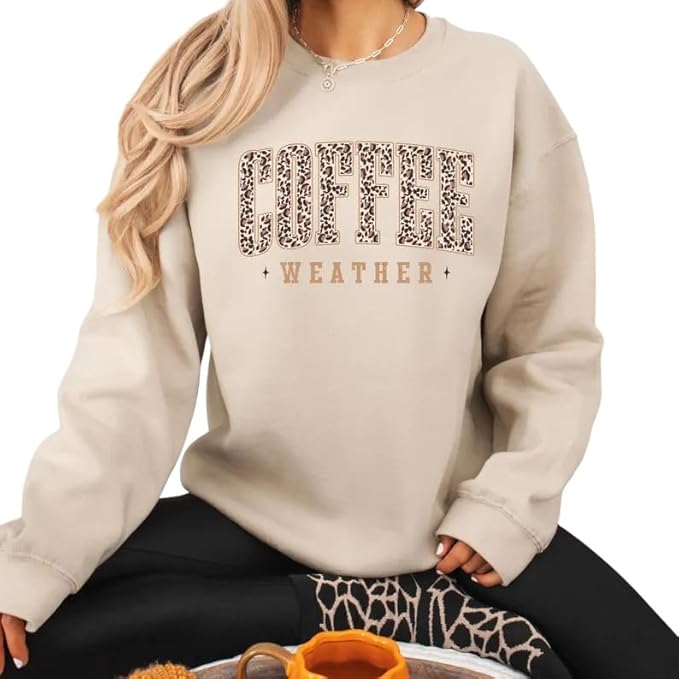 Coffee Weather Leopard Print Sweatshirt