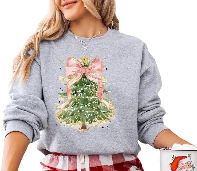 Pink Bow Christmas Tree Sweatshirt