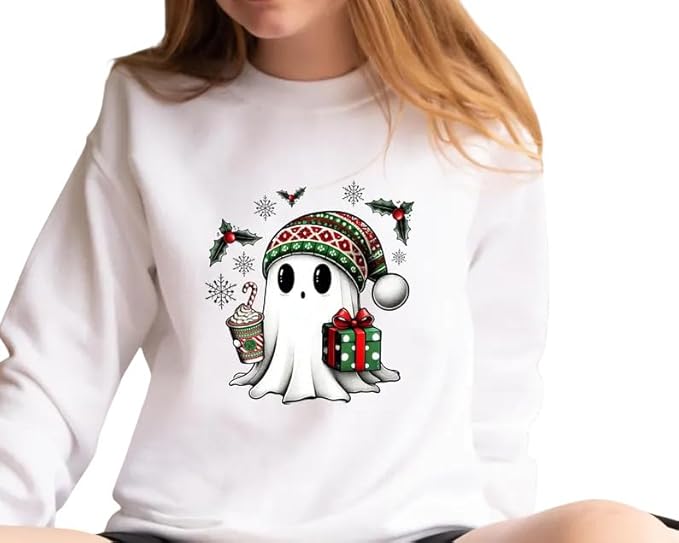Cute Ghost Santa Christmas Sweatshirt