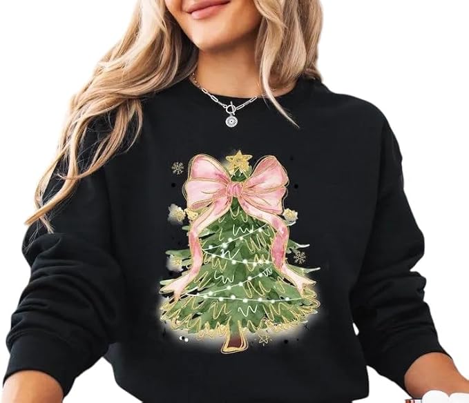 Pink Bow Christmas Tree Sweatshirt