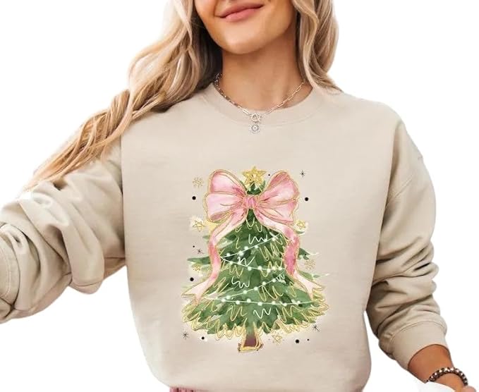 Pink Bow Christmas Tree Sweatshirt
