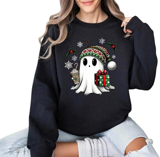 Cute Ghost Santa Christmas Sweatshirt