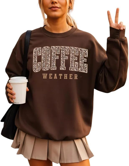 Coffee Weather Leopard Print Sweatshirt