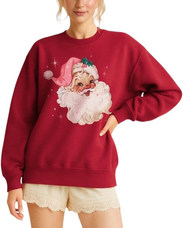 Pink Santa Christmas Sweatshirt