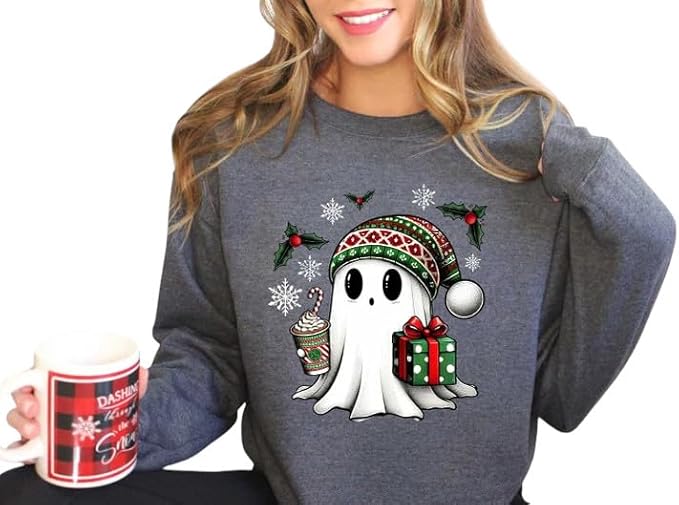 Cute Ghost Santa Christmas Sweatshirt