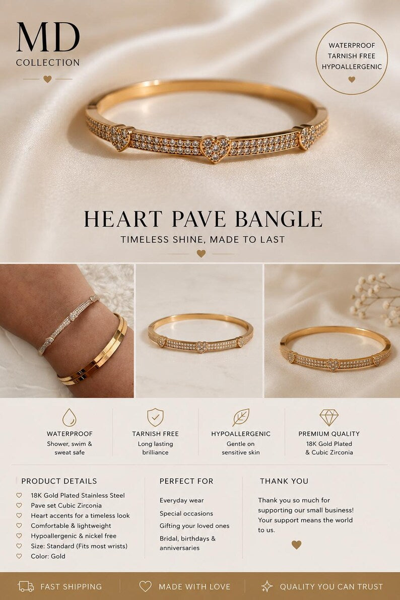 Heart Bangle Bracelet