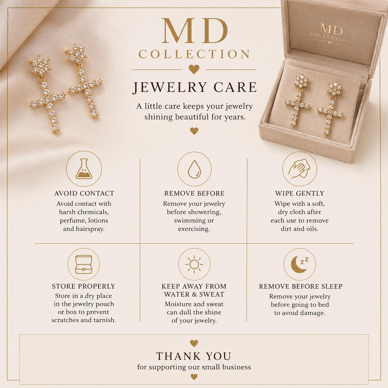 Gold Cross Drop Earrings