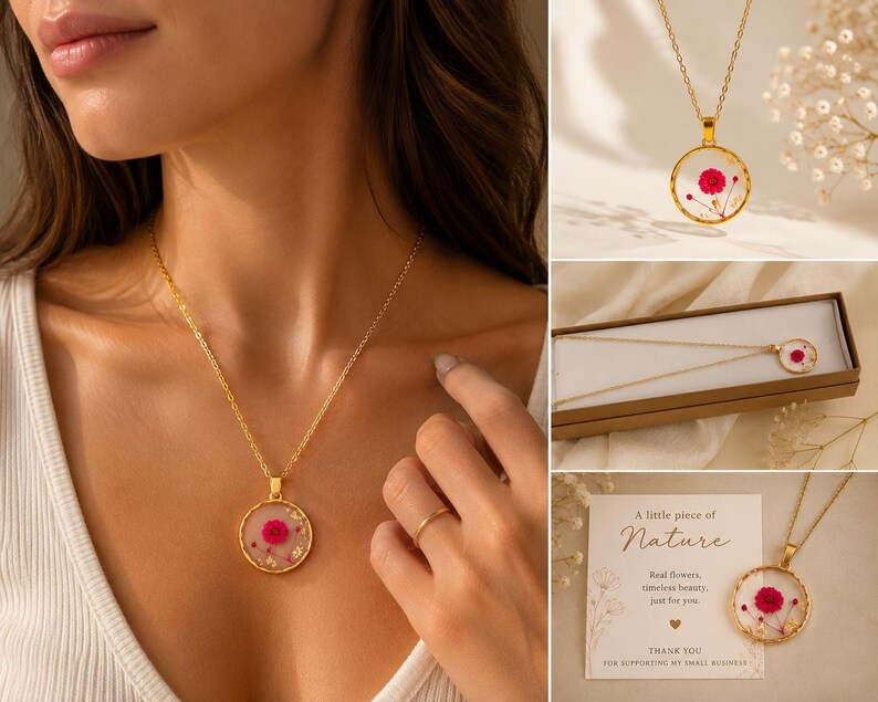 Real Pressed Flower Necklace
