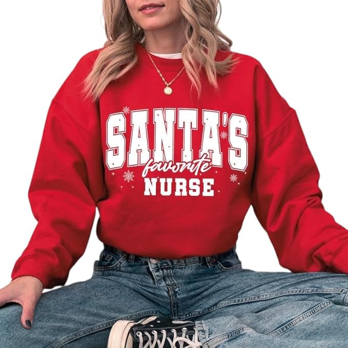 Santa’s Favorite Nurse Christmas Sweatshirt