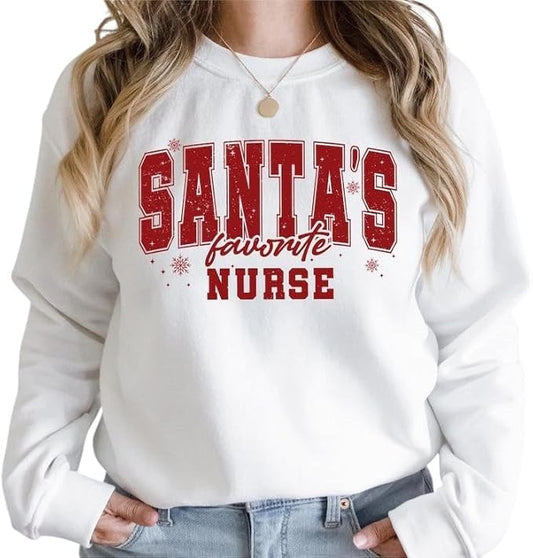 Santa’s Favorite Nurse Christmas Sweatshirt
