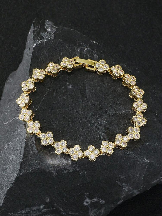 Luxury Gold Flower Tennis Bracelet