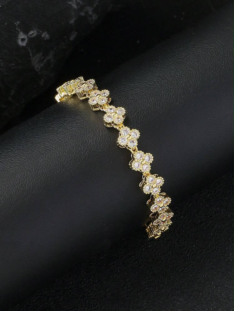Luxury Gold Flower Tennis Bracelet