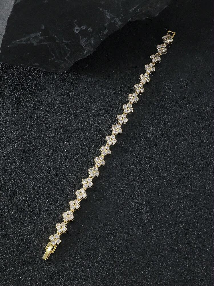 Luxury Gold Flower Tennis Bracelet