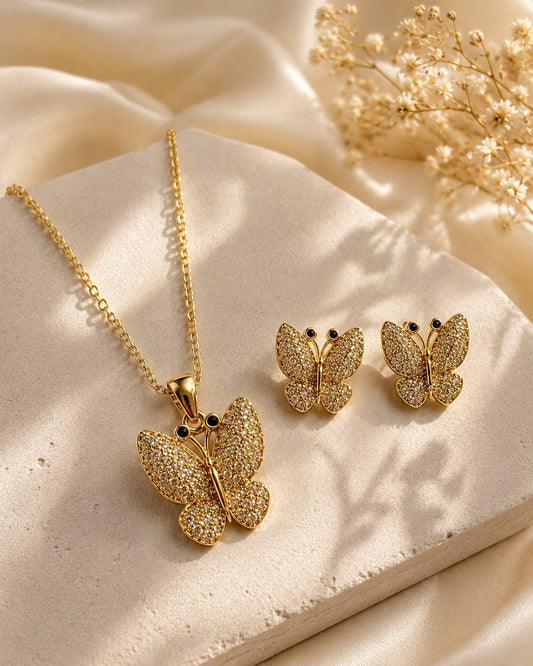 Butterfly Jewelry Set Gold