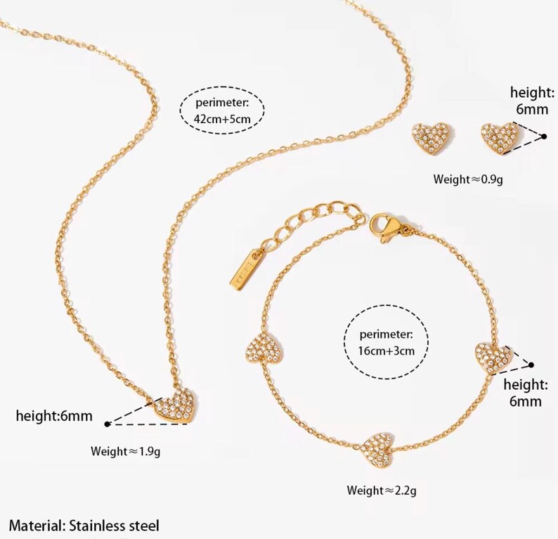 Gold Heart Jewelry Set