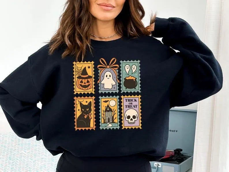 Vintage Halloween Stamps Sweatshirt