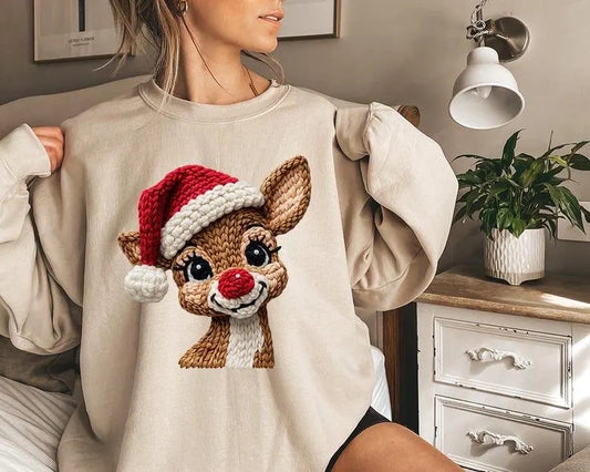 Knitted Rudolph Reindeer Sweatshirt