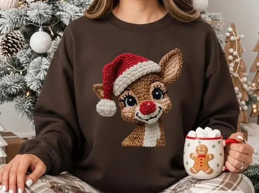 Knitted Rudolph Reindeer Sweatshirt