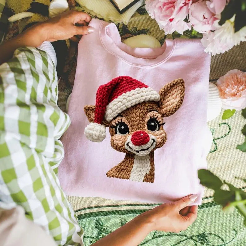 Knitted Rudolph Reindeer Sweatshirt