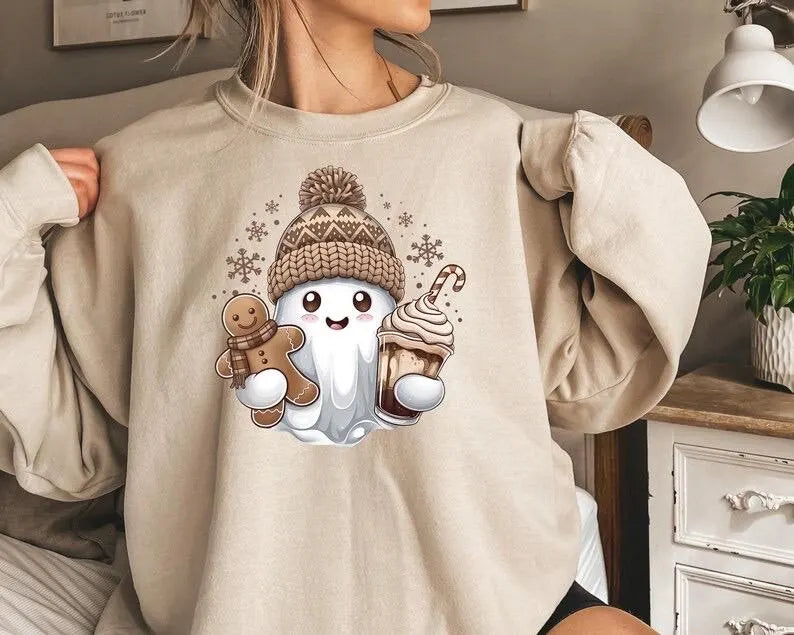 Gingerbread & Hot Chocolate Ghost Sweatshirt