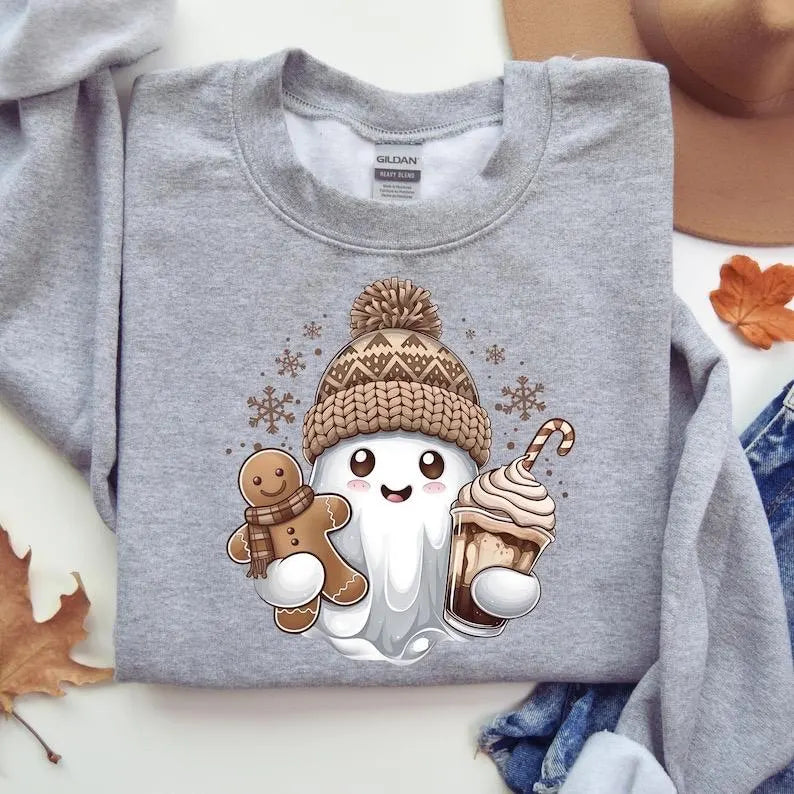 Gingerbread & Hot Chocolate Ghost Sweatshirt