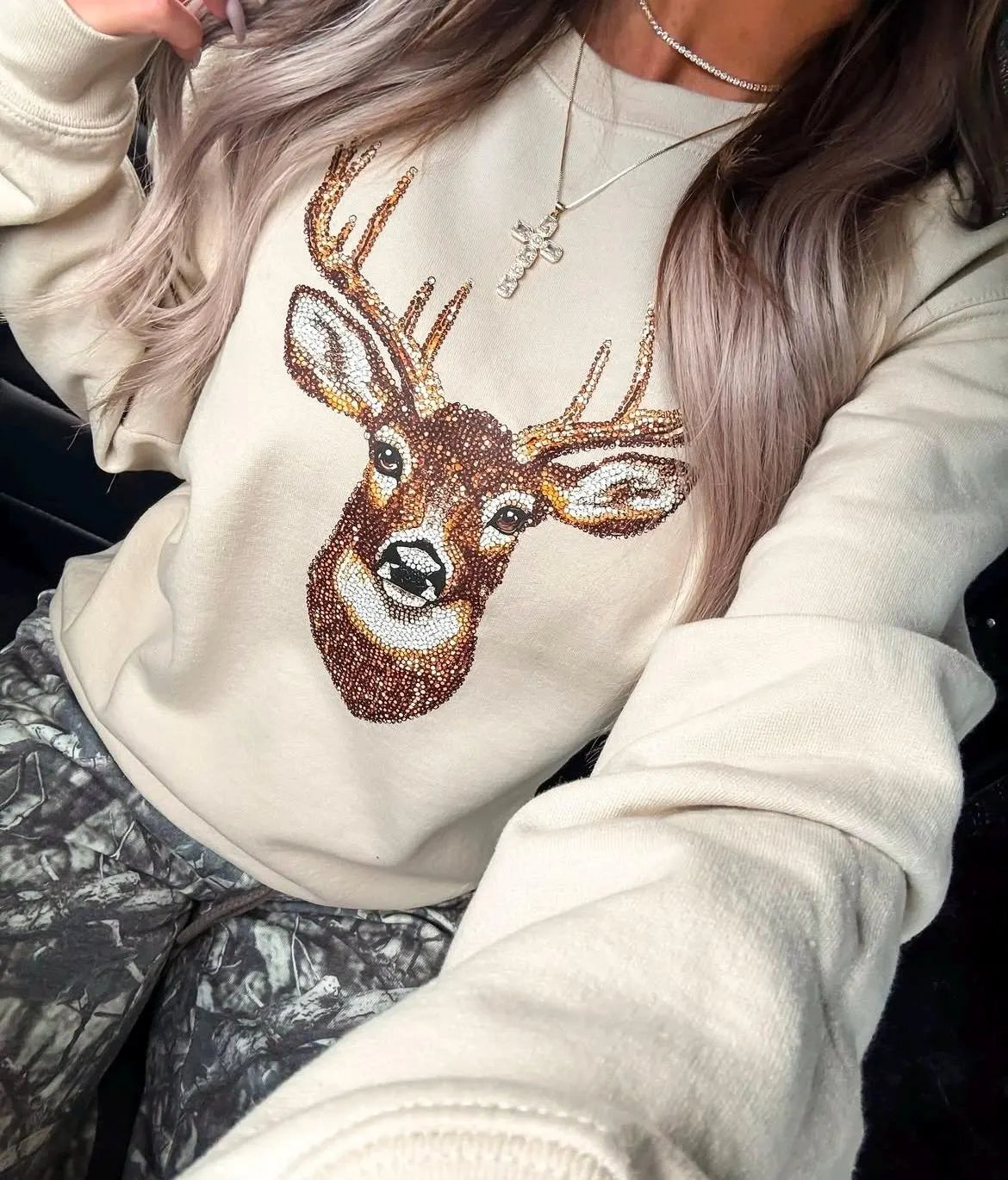 Rhinestone Deer Sweatshirt