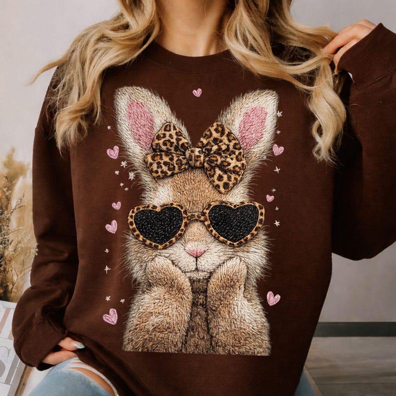Leopard Bow Bunny Sweatshirt
