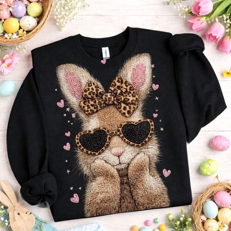 Leopard Bow Bunny Sweatshirt