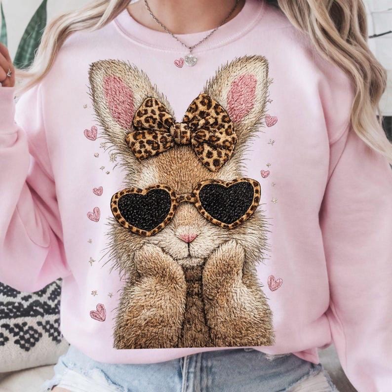 Leopard Bow Bunny Sweatshirt