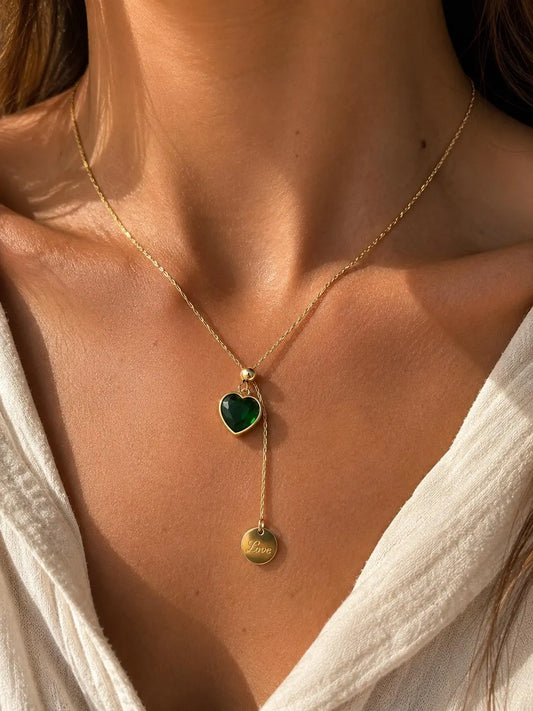 Emerald Green Heart Necklace