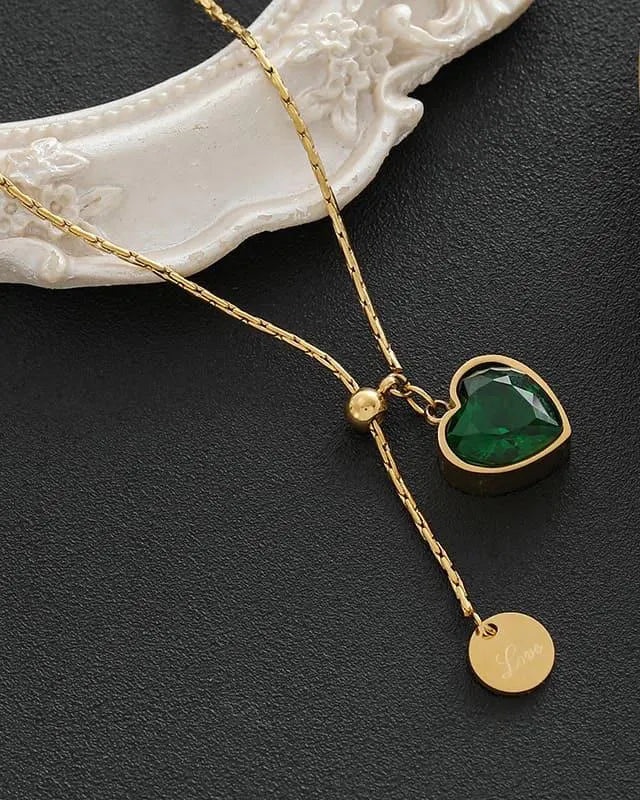 Emerald Green Heart Necklace