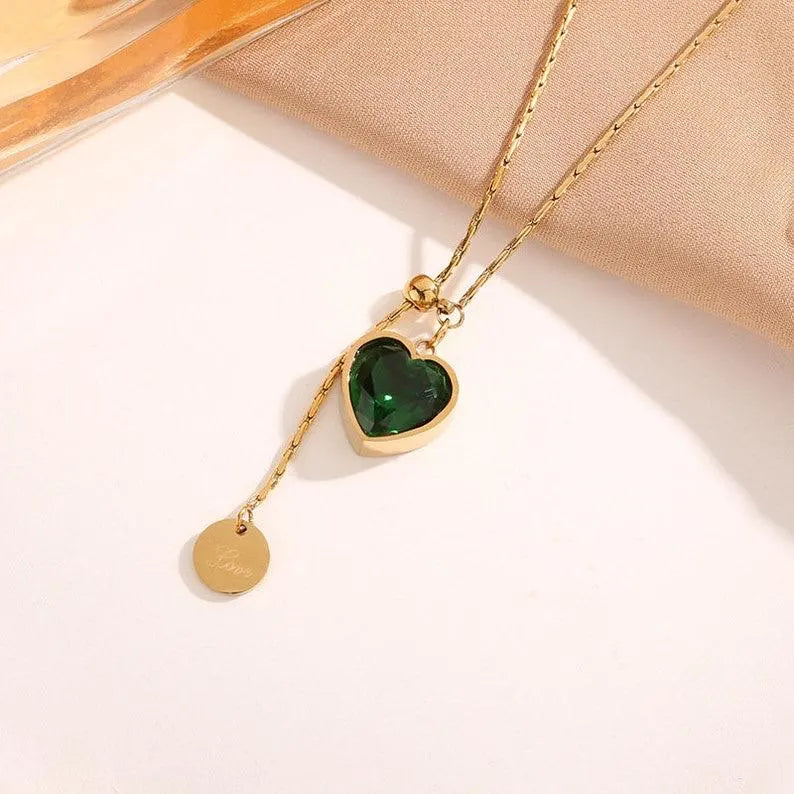 Emerald Green Heart Necklace