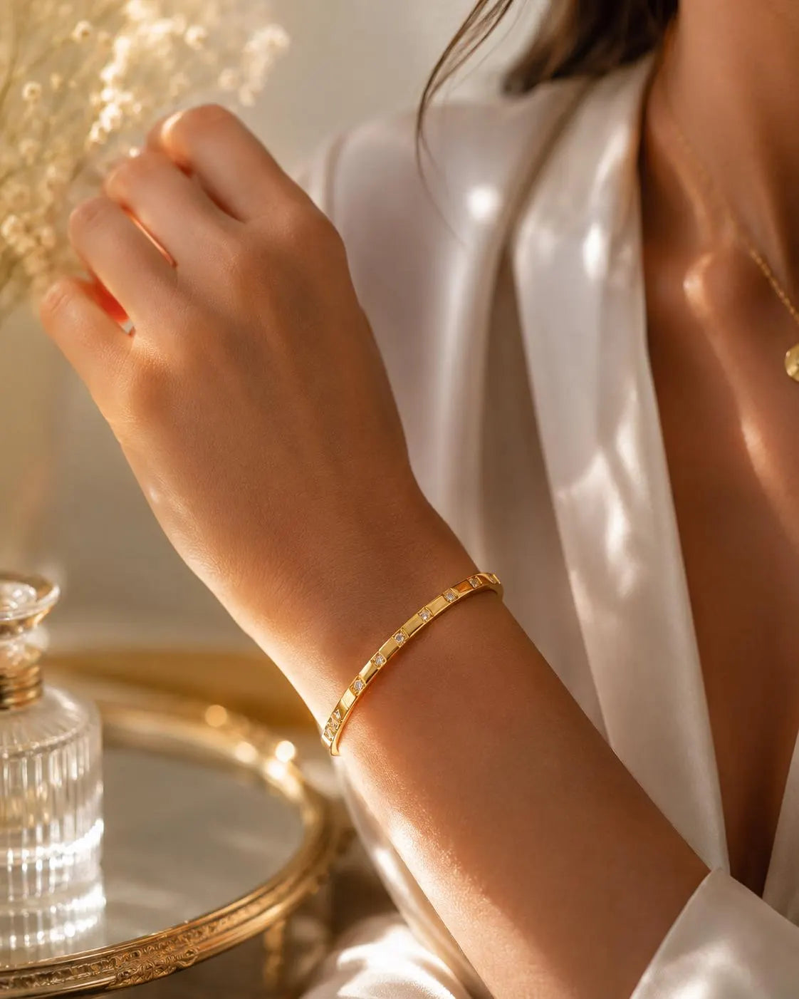 Gold Crystal Bangle Bracelet