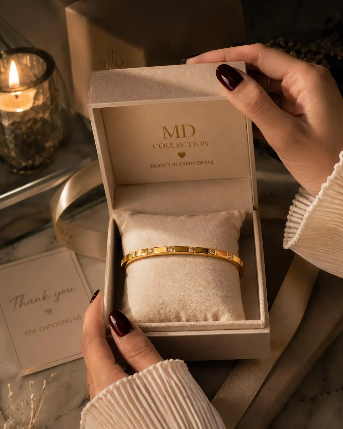 Gold Crystal Bangle Bracelet