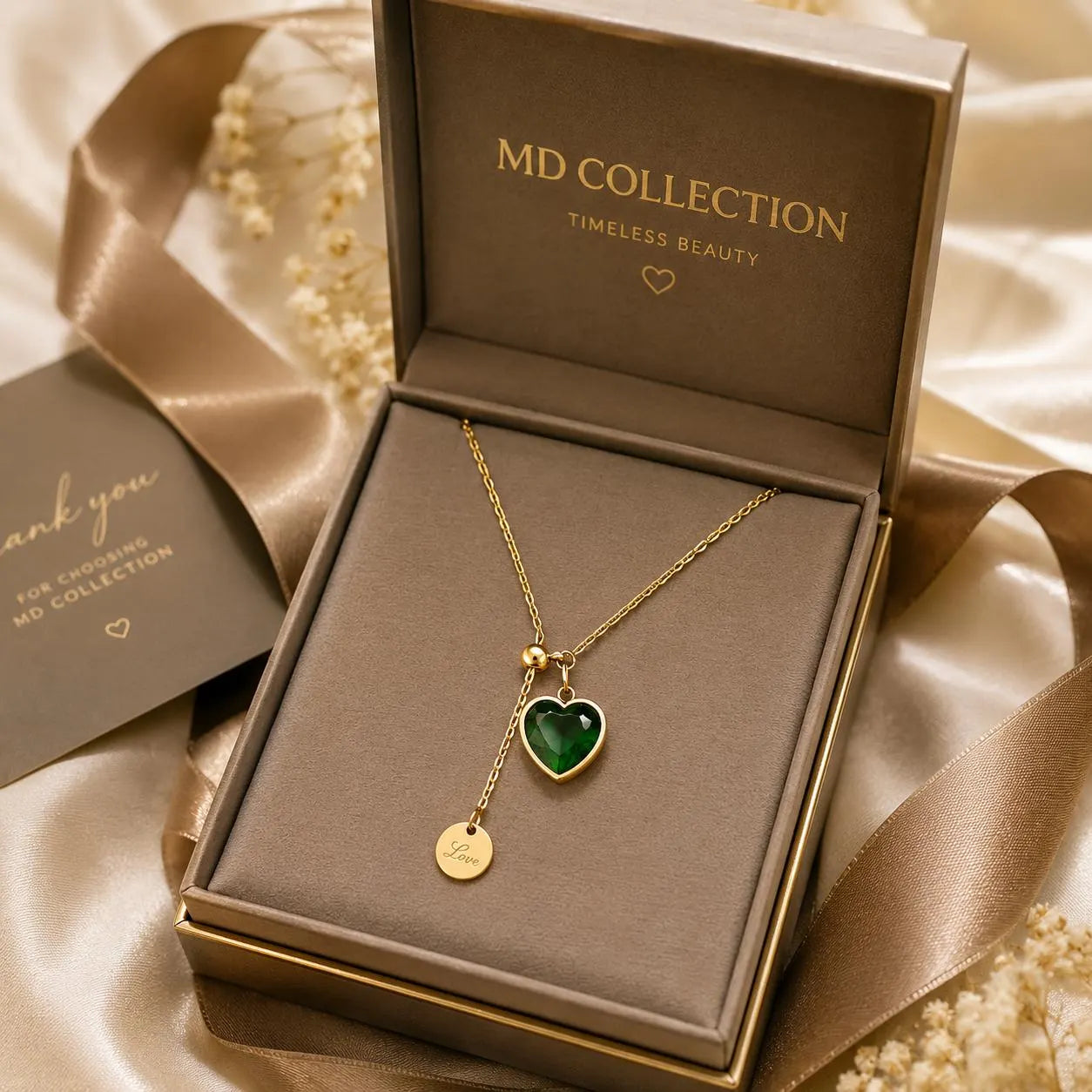 Emerald Green Heart Necklace