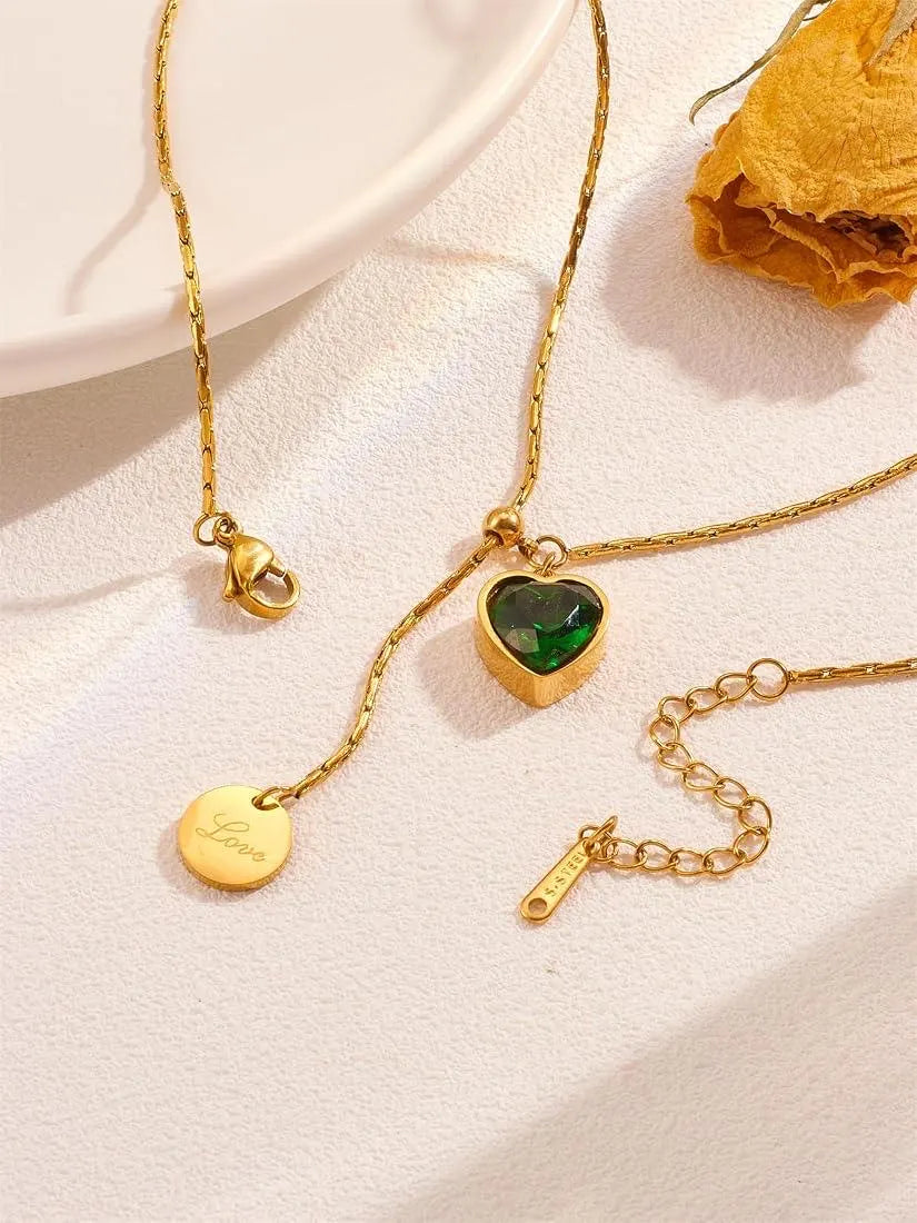 Emerald Green Heart Necklace