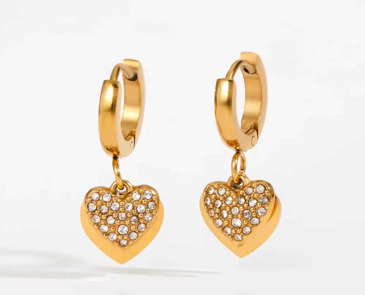 Gold Heart Necklace and Earrings Set