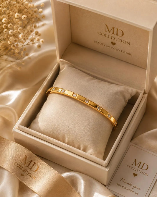 Gold Crystal Bangle Bracelet