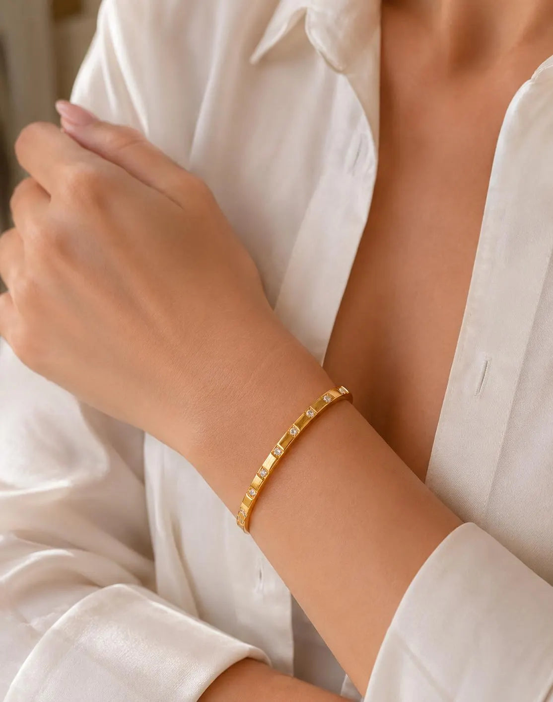 Gold Crystal Bangle Bracelet
