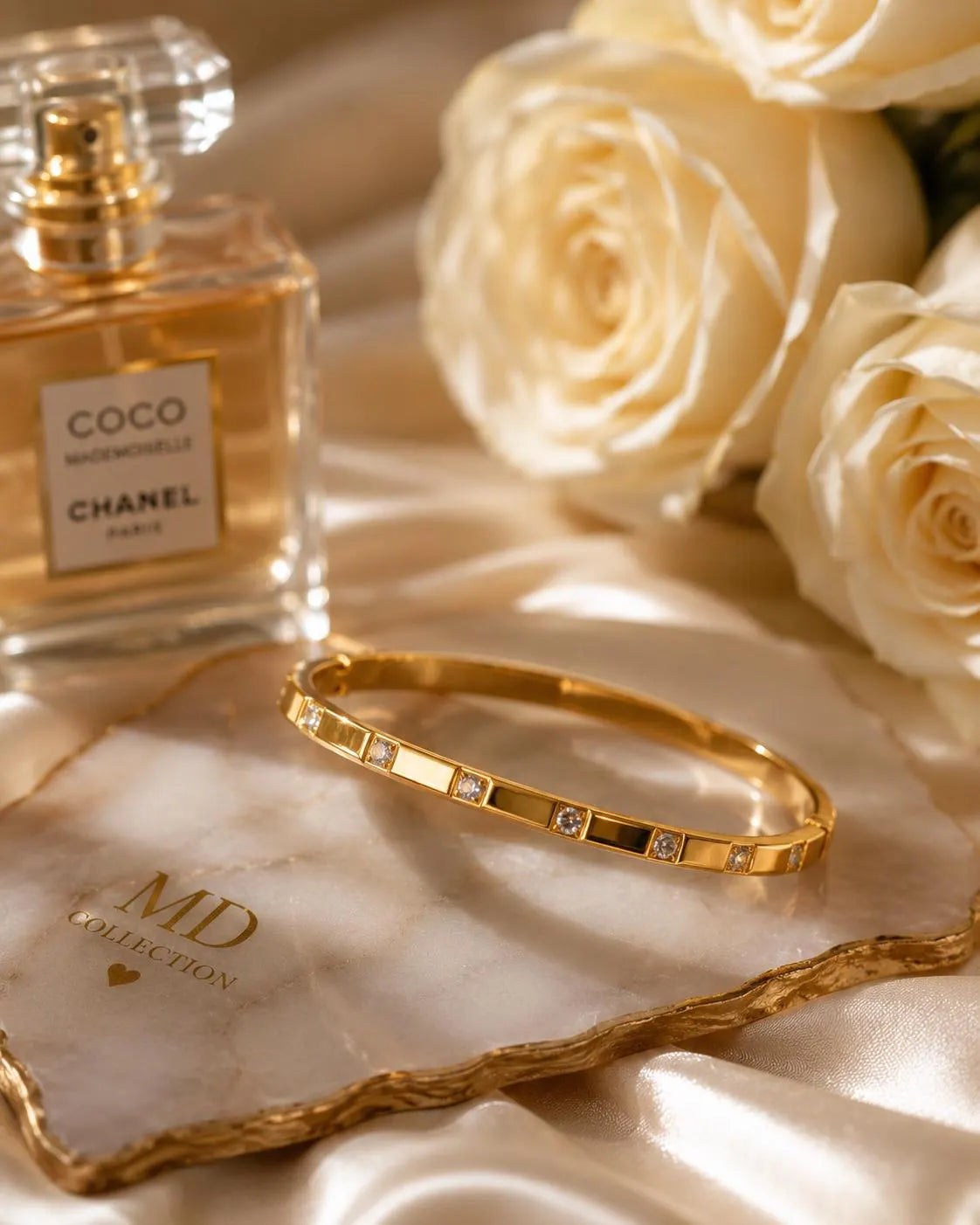 Gold Crystal Bangle Bracelet